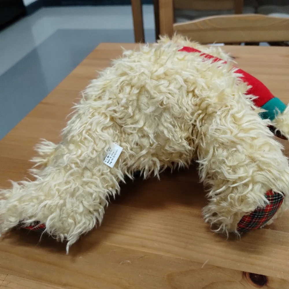 ✓VTG Hallmark Christmas Stuffed Merrily Bear w/ Snowman Coat + Bow Headband 11in - Picture 7 of 13